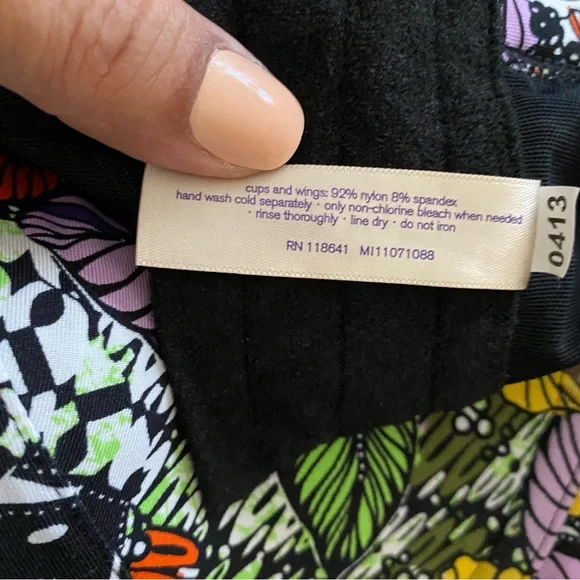 Cacique Swim Bikini Top Tropical Floral Print Underwire 46D - Picture 7 of 7